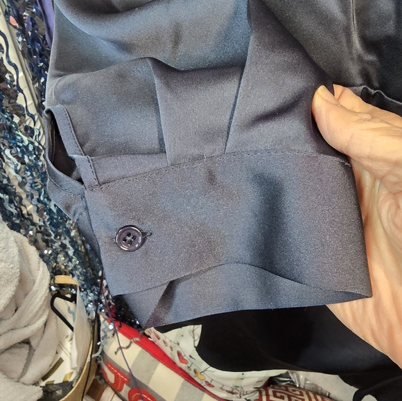 #0547 Sz 22 NWT ELOQUII Dbl Wrap Dress Silky Navy Blue 25.75"ptp 39"Long CHIC! - Picture 9 of 16